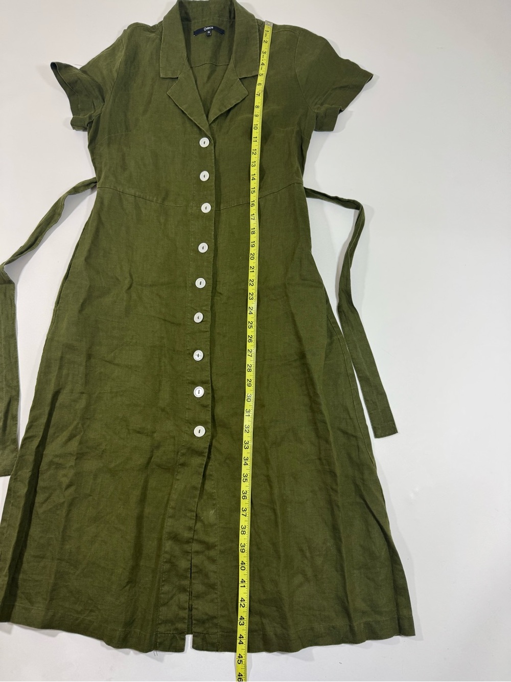 Quince European Linen Midi Dress Dark Olive - Picture 7 of 7